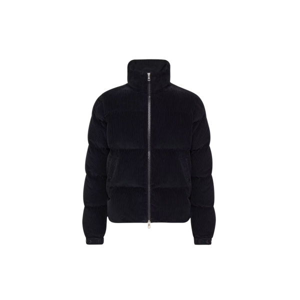 Doudoune courte MONCLER Esparron en coton velours côtelé bleu marine