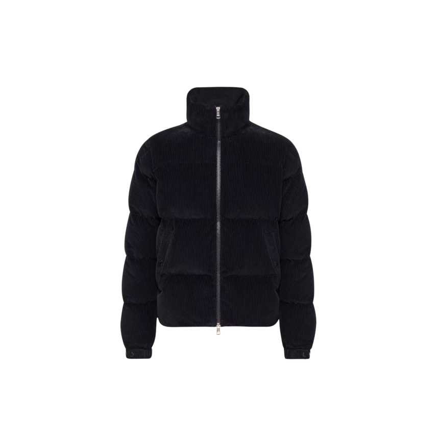 Doudoune courte MONCLER Esparron en coton velours côtelé bleu marine