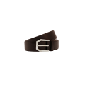 Ceinture en cuir de veau grainé marron boucle acier