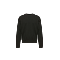 Pull col rond laine vierge extra fine noir logo noir mat
