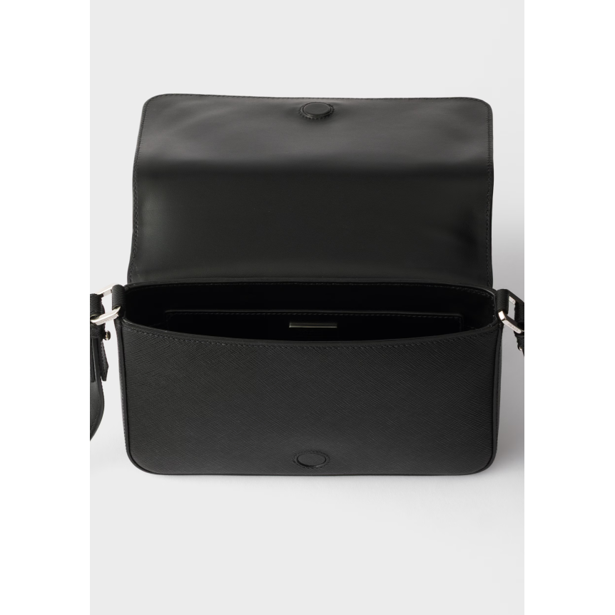 Sac porté épaule PRADA en cuir Saffiano noir poche compagnon