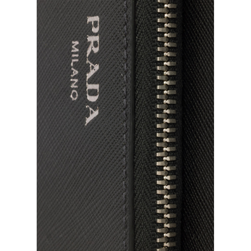 Sac porté épaule PRADA en cuir Saffiano noir poche compagnon