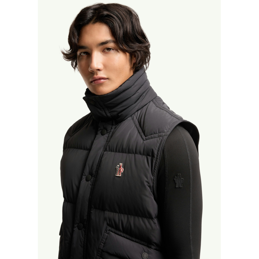 Doudoune sans manches MONCLER Evans nylon noir doublée velours Grenoble Collection