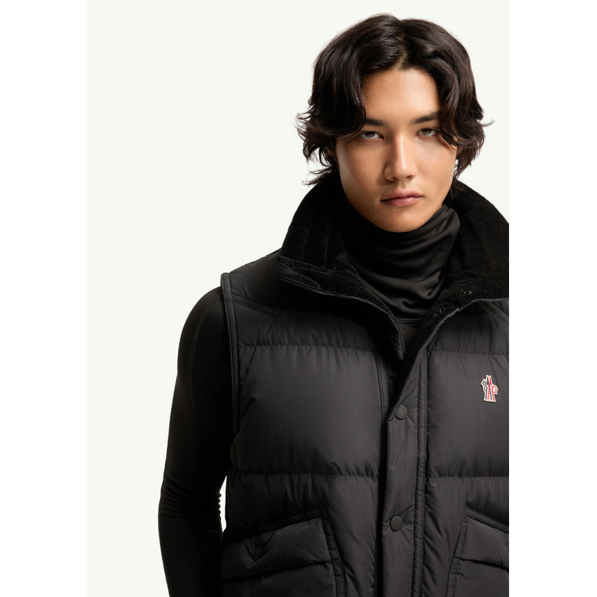 Doudoune sans manches MONCLER Evans nylon noir doublée velours Grenoble Collection