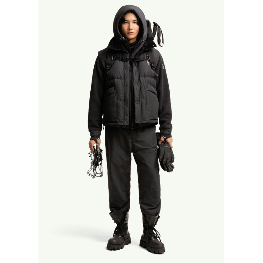 Doudoune sans manches MONCLER Evans nylon noir doublée velours Grenoble Collection