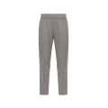Pantalon ample en flanelle laine mélangée gris à logo en cuir