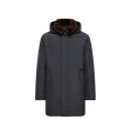 Parka longue à capuche Okefen polyester bleu marine capuche intérieur marron