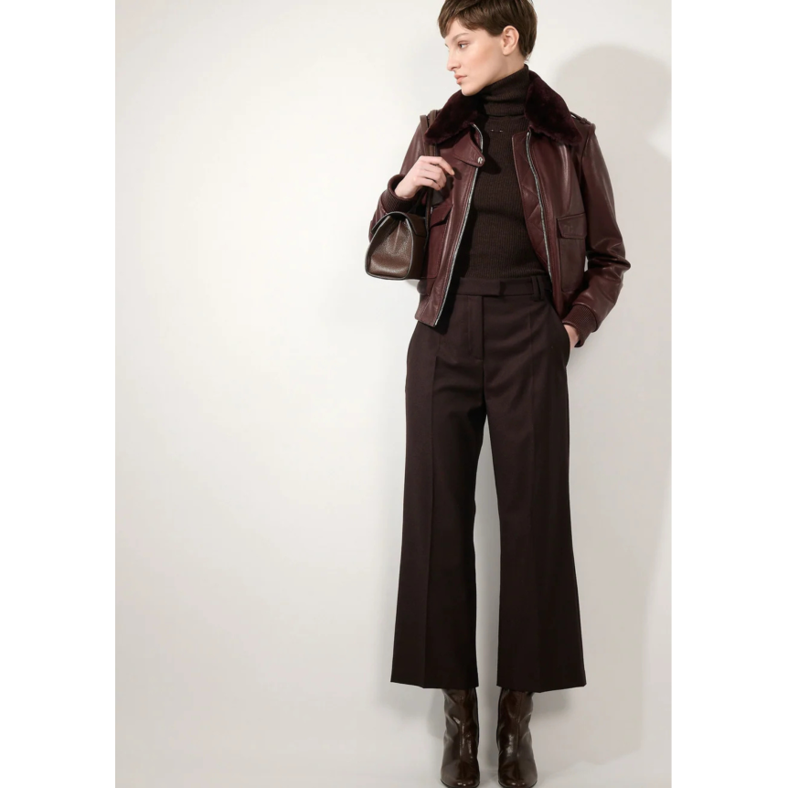 Pantalon flanelle laine bordeaux 7/8 tirette