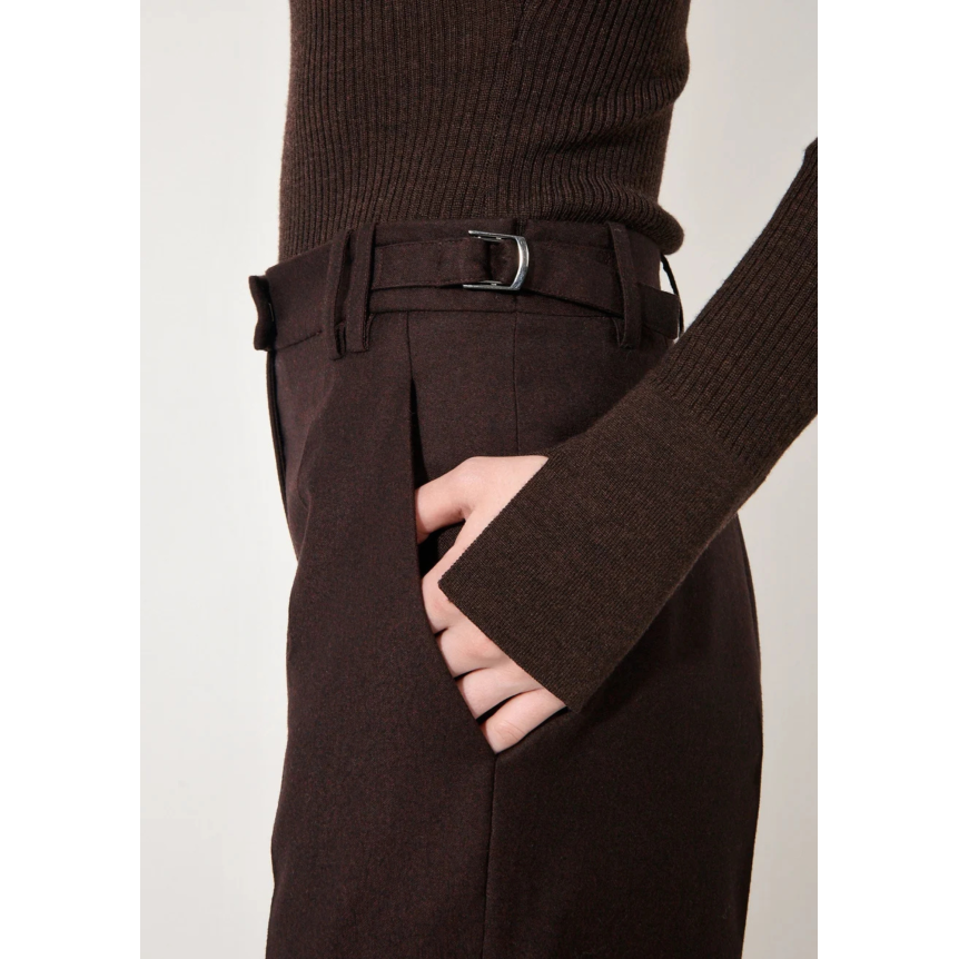 Pantalon flanelle laine bordeaux 7/8 tirette