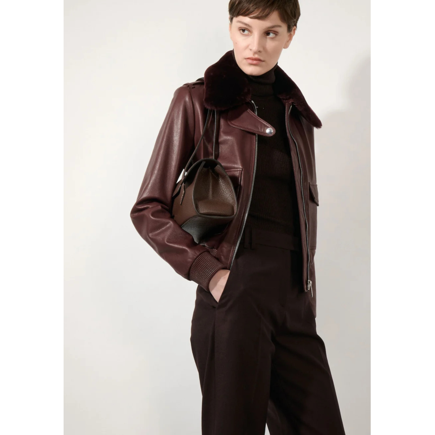 Pantalon flanelle laine bordeaux 7/8 tirette