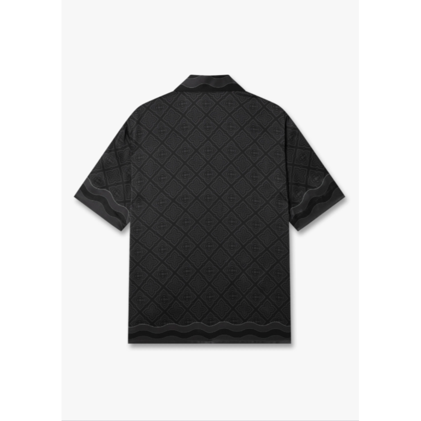 Chemise manche courte CASABLANCA soie monogramme radiating noir