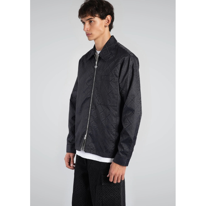Surchemise CASABLANCA blouson zippé nylon noir monogramme