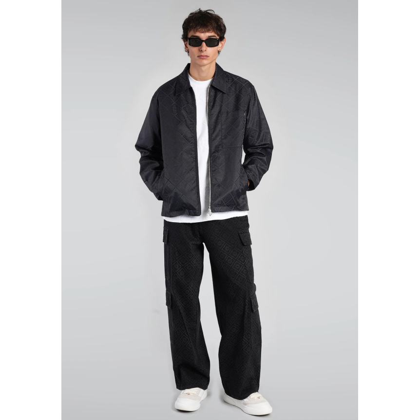 Surchemise CASABLANCA blouson zippé nylon noir monogramme