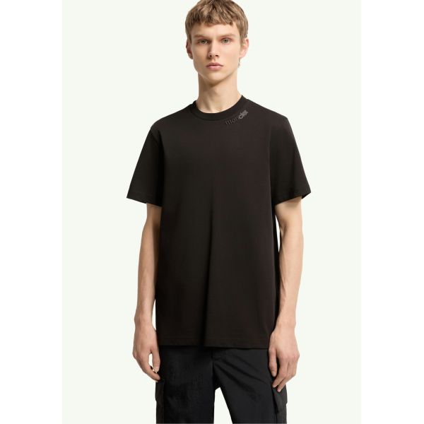 T-shirt col rond MONCLER en jersey de coton noir logo col