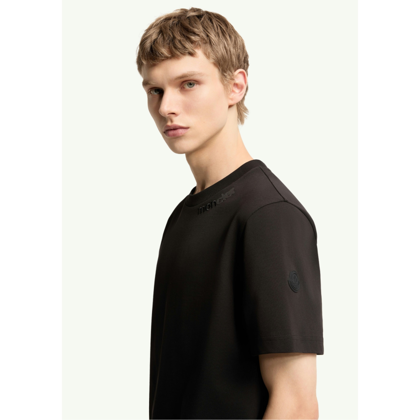 T-shirt col rond MONCLER en jersey de coton noir logo col
