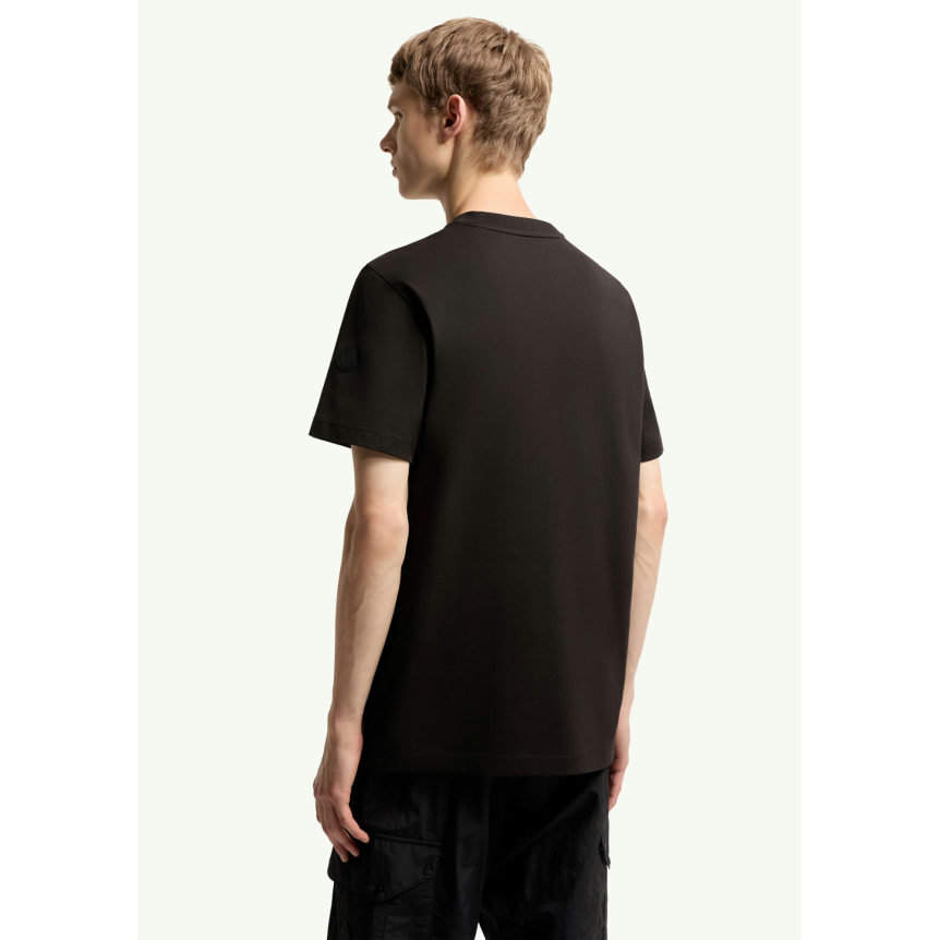 T-shirt col rond MONCLER en jersey de coton noir logo col