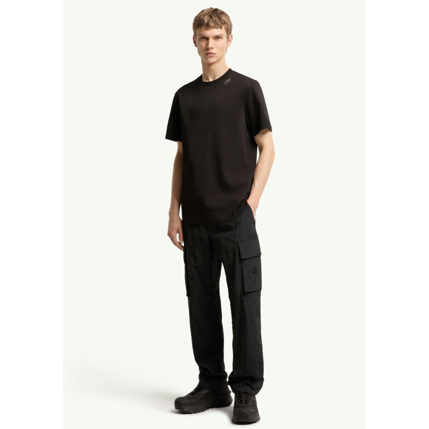 T-shirt col rond MONCLER en jersey de coton noir logo col