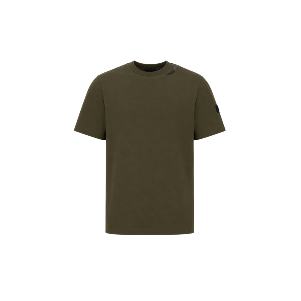 T-shirt col rond MONCLER en jersey de coton kaki foncé logo col
