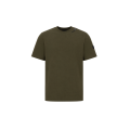 T-shirt col rond en jersey de coton kaki foncé logo col