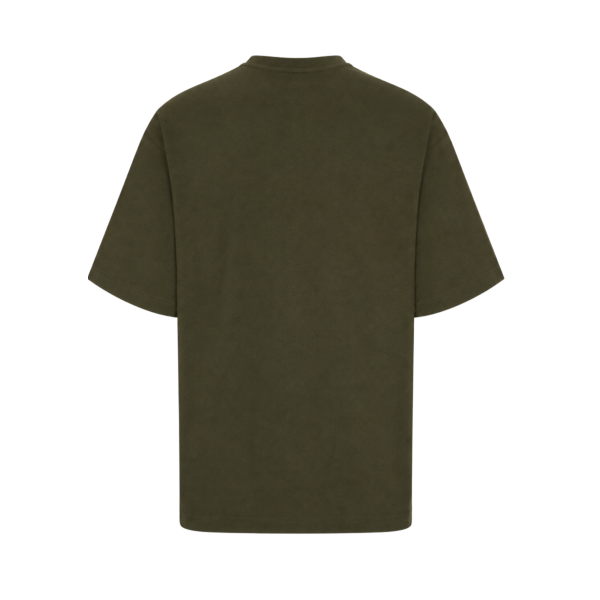 T-shirt col rond MONCLER en jersey de coton kaki foncé logo col