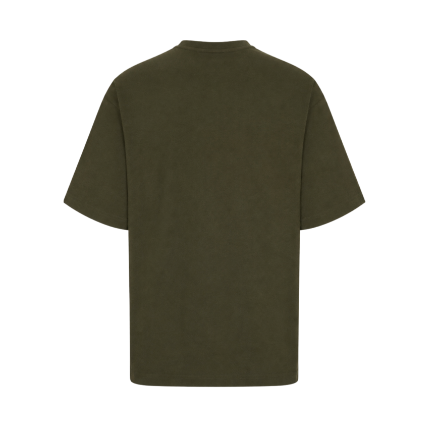 T-shirt col rond MONCLER en jersey de coton kaki foncé logo col