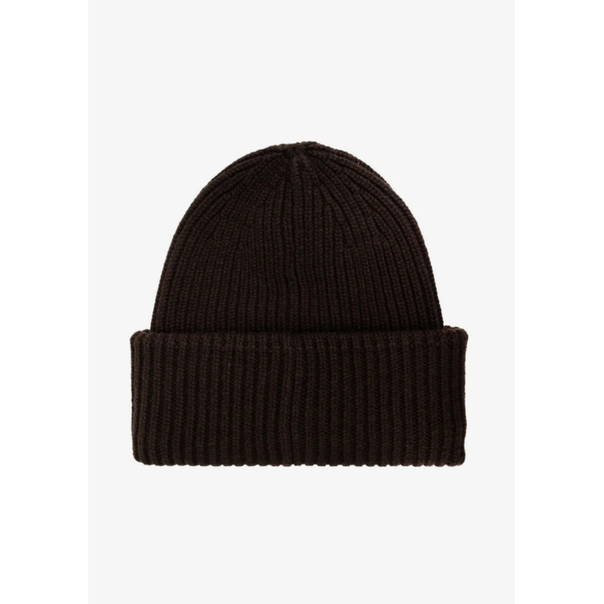 Bonnet MONCLER laine et cachemire noir côtelé patch logo