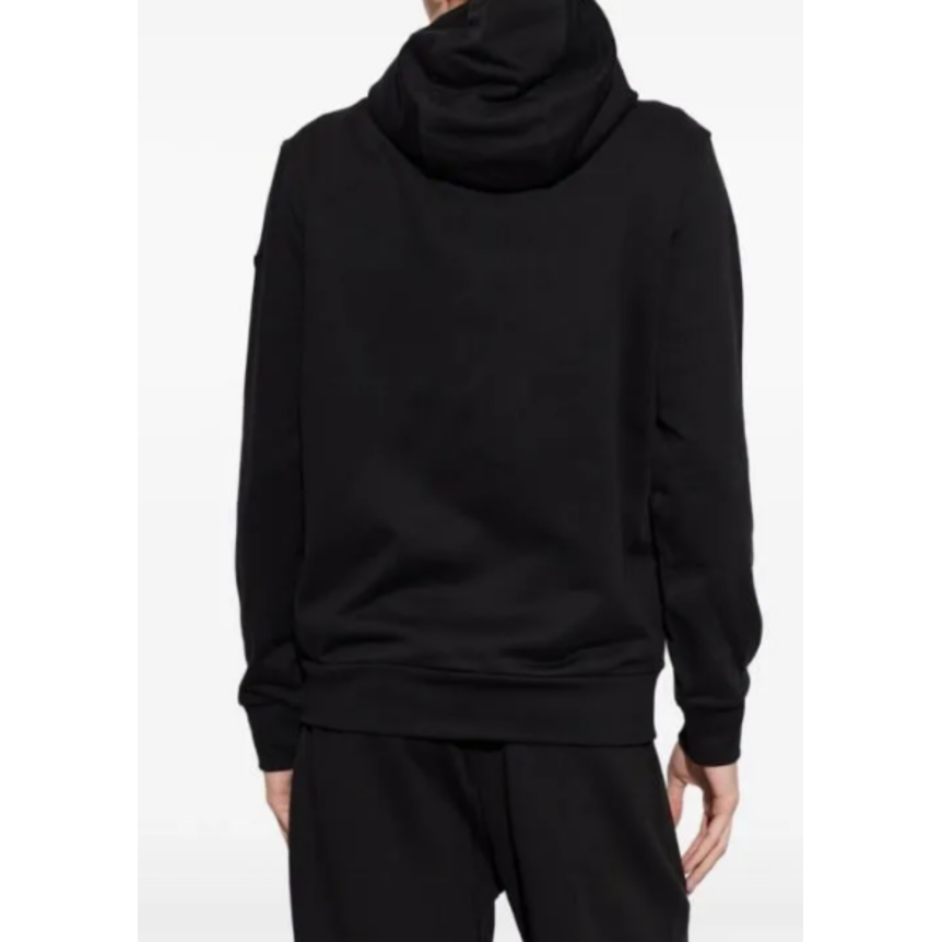 Sweat shirt à capuche zippé MONCLER noir poches zippées logo noir mat