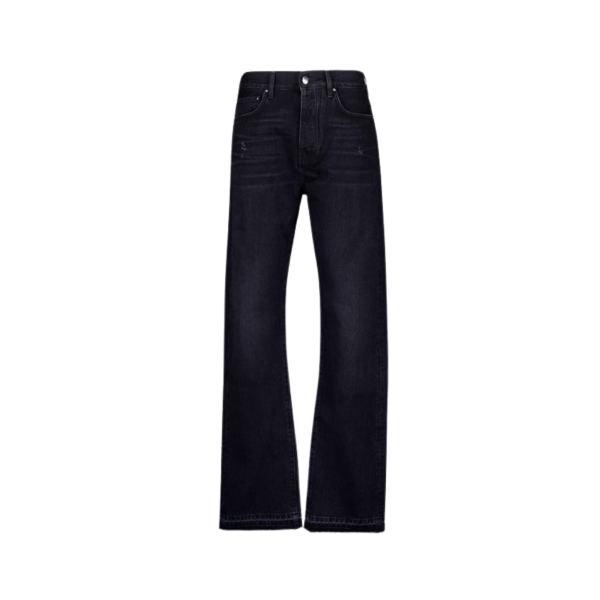 Jean droit AMIRI Straight Vintage denim noir lave bas effiloché