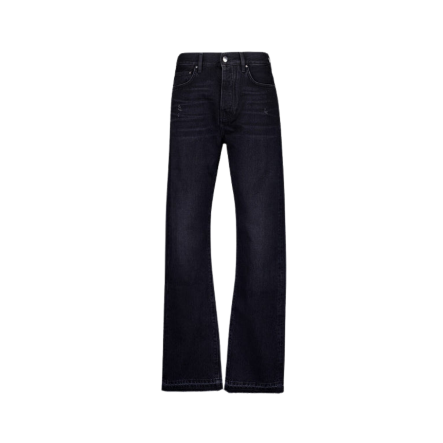 Jean droit AMIRI Straight Vintage denim noir lave bas effiloché