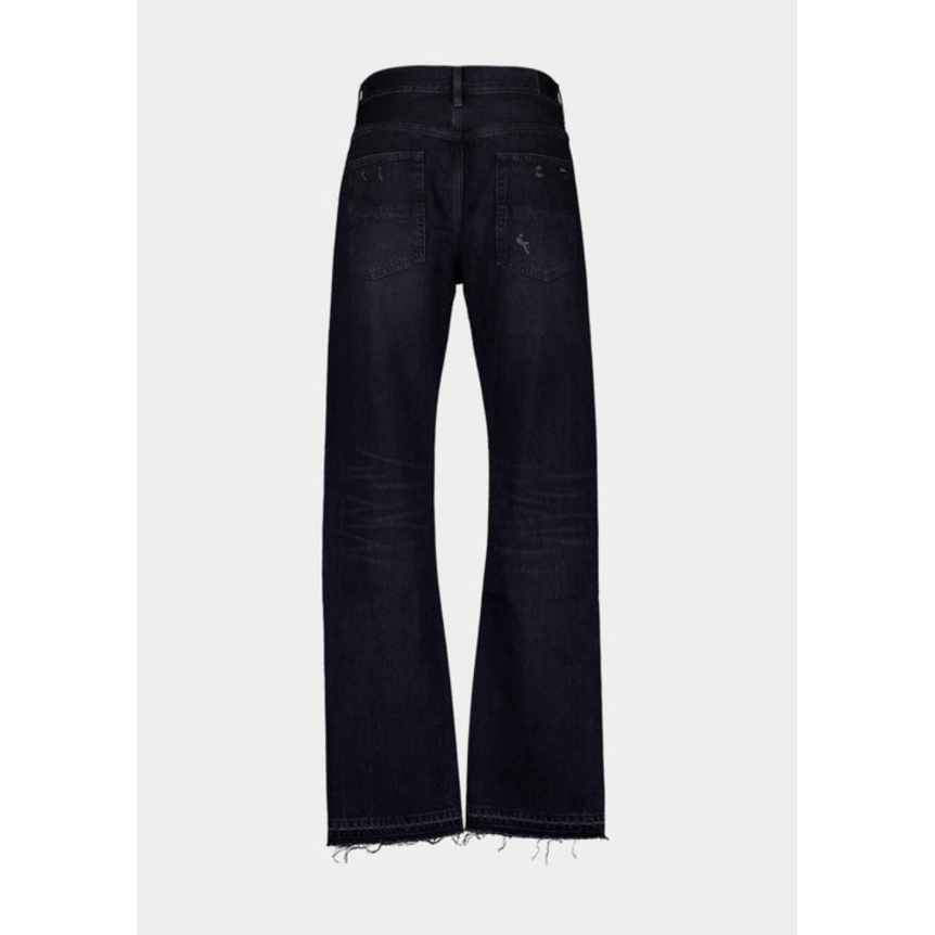 Jean droit AMIRI Straight Vintage denim noir lave bas effiloché