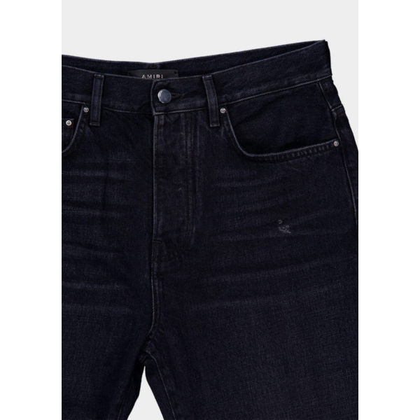Jean droit AMIRI Straight Vintage denim noir lave bas effiloché