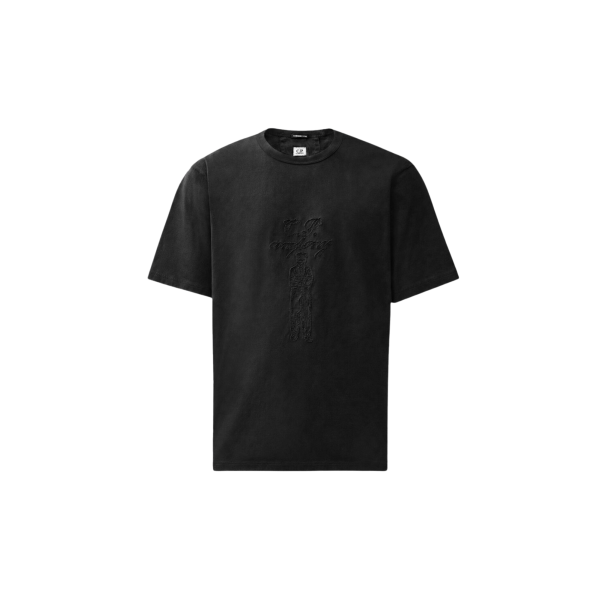 T-shirt manche courte col rond CP COMPANY coton noir broderie motif « British Sailor »