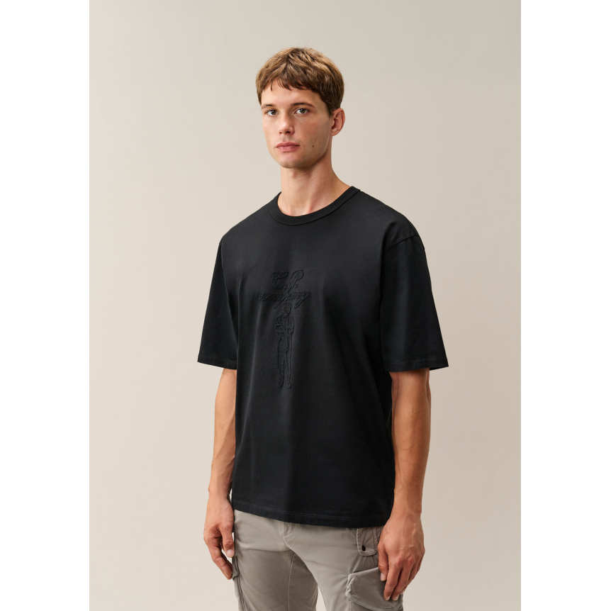T-shirt manche courte col rond CP COMPANY coton noir broderie motif « British Sailor »