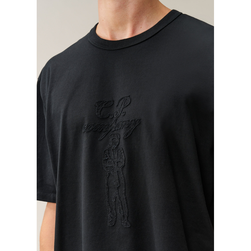 T-shirt manche courte col rond CP COMPANY coton noir broderie motif « British Sailor »