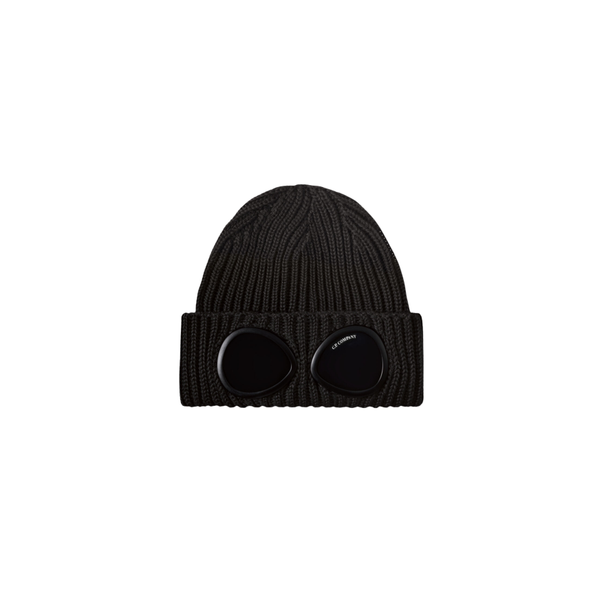 Bonnet CP COMPANY laine mérinos extra fine noir Lunettes