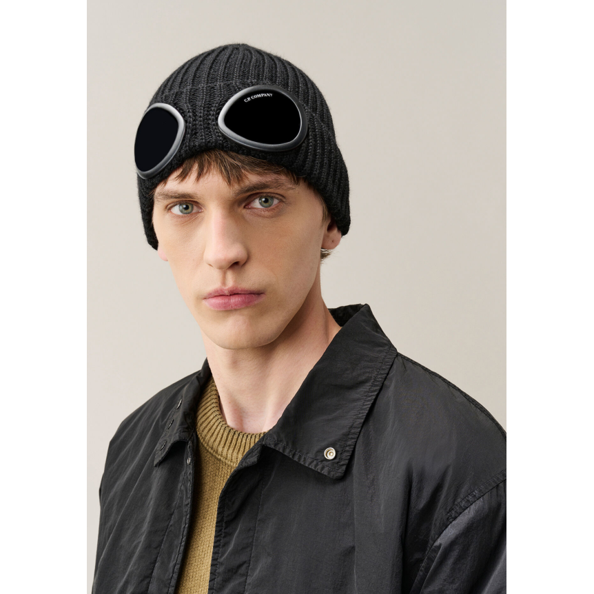 Bonnet CP COMPANY laine mérinos extra fine noir Lunettes