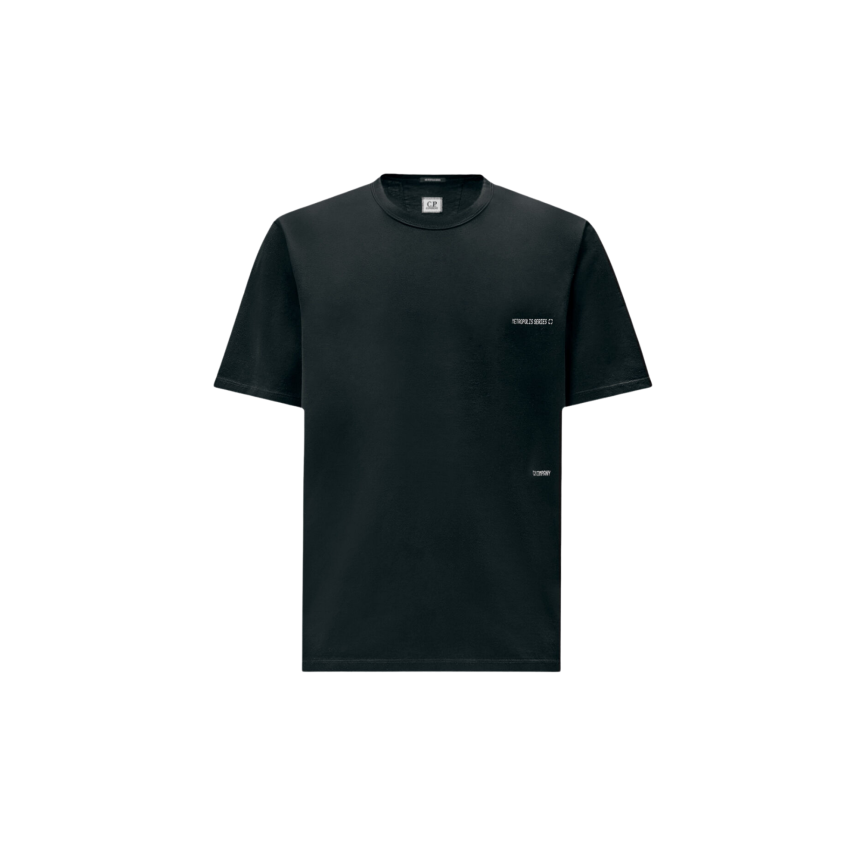 T-shirt CP COMPANY col rond coton noir Metropolis series