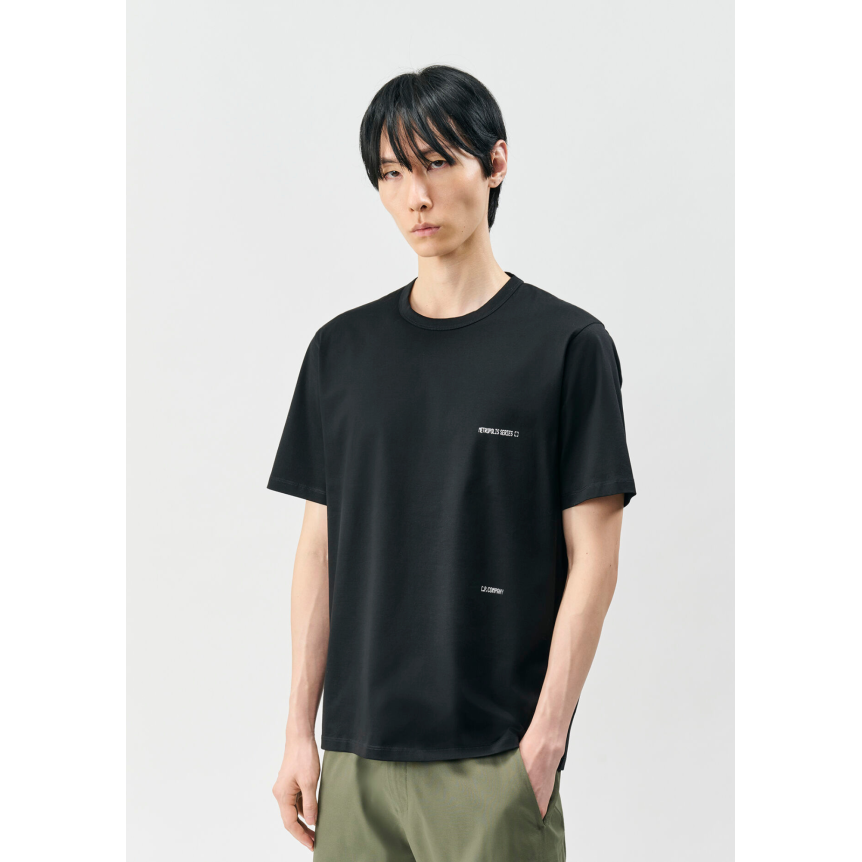 T-shirt CP COMPANY col rond coton noir Metropolis series