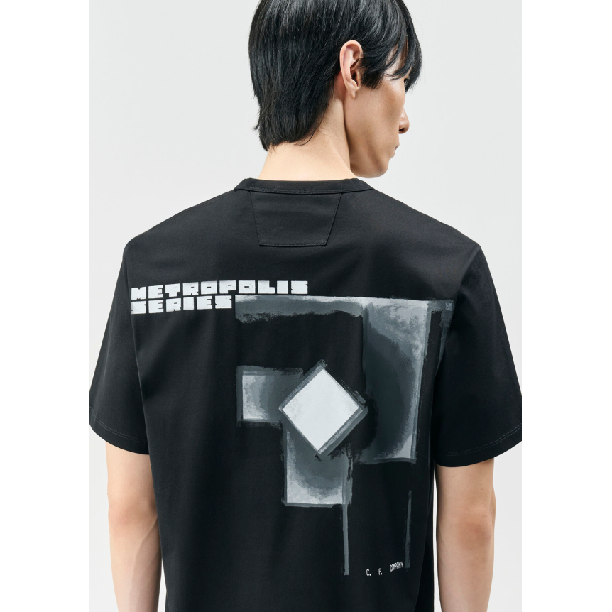 T-shirt CP COMPANY col rond coton noir Metropolis series