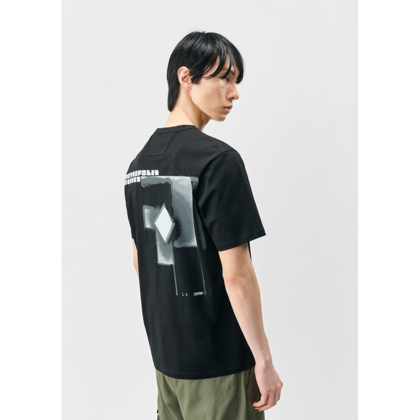 T-shirt CP COMPANY col rond coton noir Metropolis series