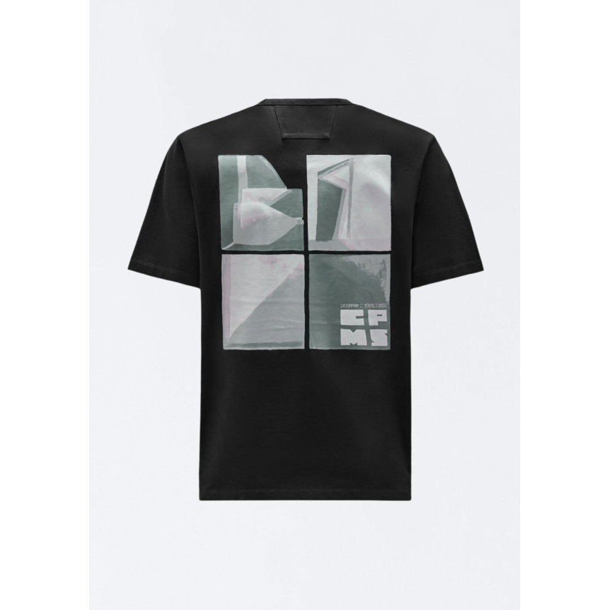 T-shirt CP COMPANY col rond coton noir logo carré poitrine Metropolis series