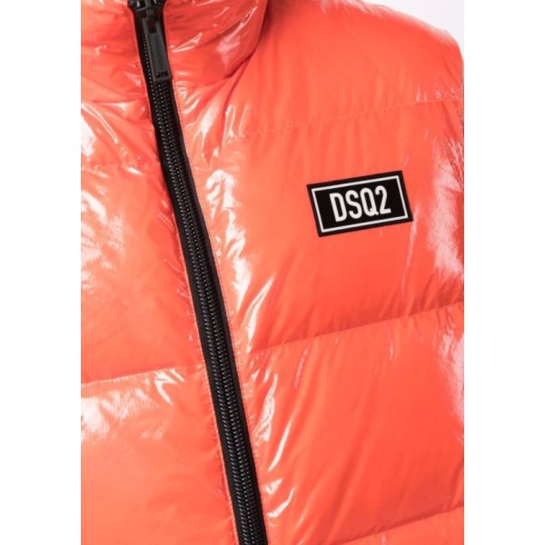 Doudoune sans manches gilet matelassée à effet brillant orange