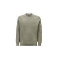Pull col rond laine mérinos extrafine gaufrée kaki Metropolis Series