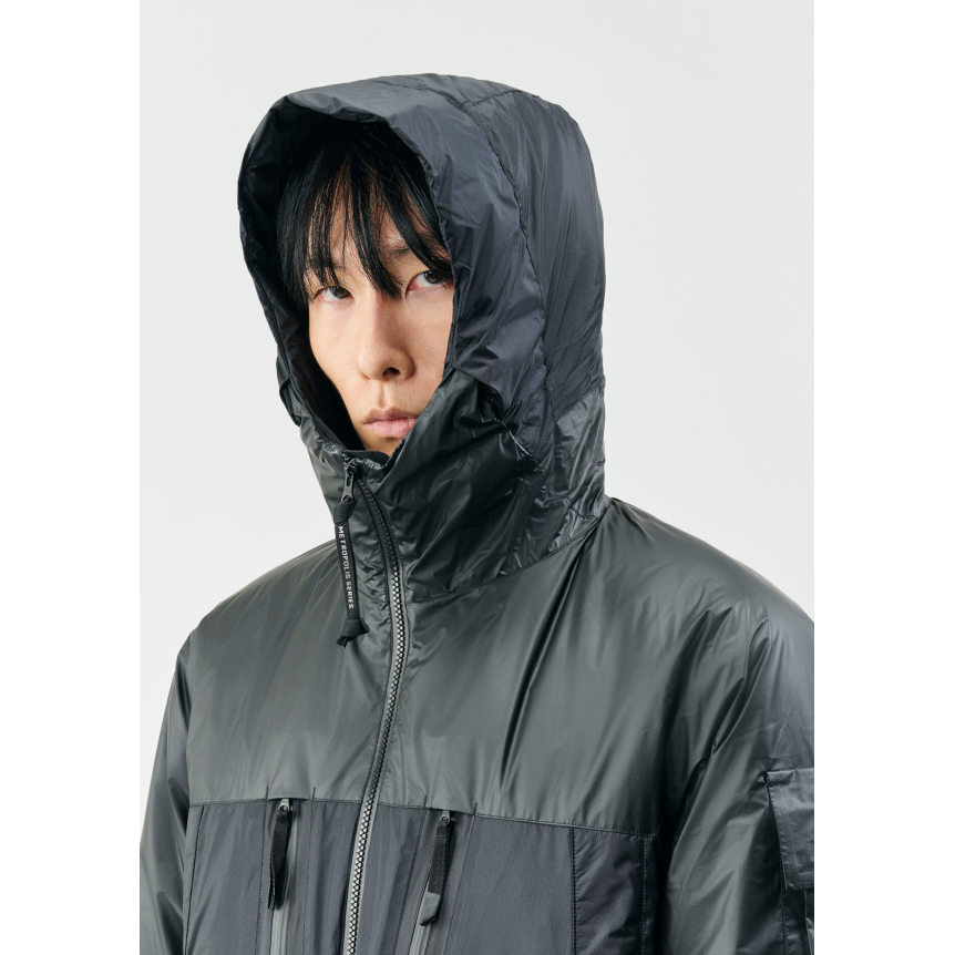 Blouson à capuche zippé CP COMPANY Metroshield primaloft noir mat vinyl Metropolis Series