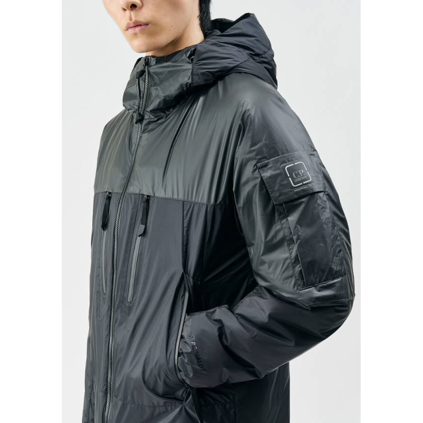 Blouson à capuche zippé CP COMPANY Metroshield primaloft noir mat vinyl Metropolis Series