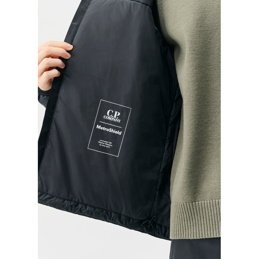 Blouson à capuche zippé CP COMPANY Metroshield primaloft noir mat vinyl Metropolis Series