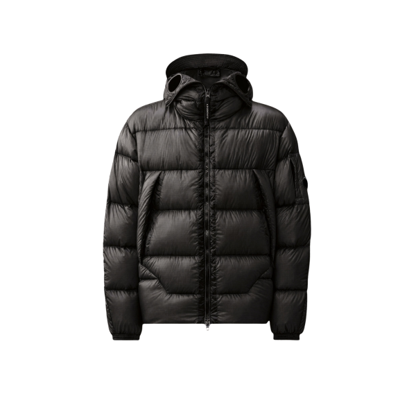 CP COMPANY Doudoune zippée à capuche lentille nylon DD Shell noir