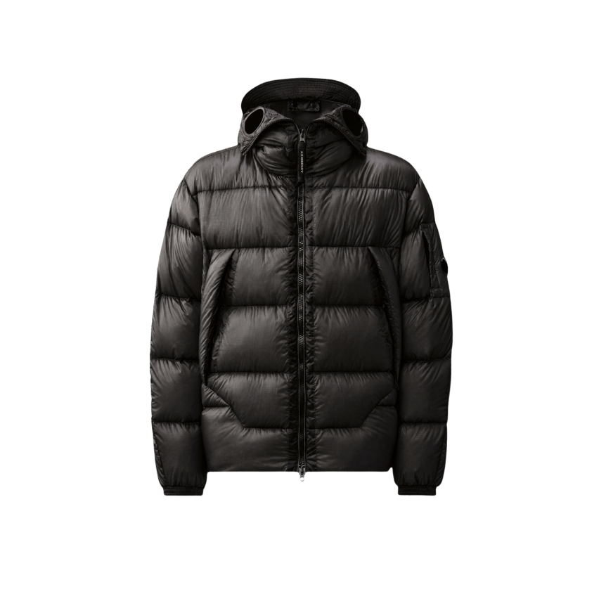 CP COMPANY Doudoune zippée à capuche lentille nylon DD Shell noir