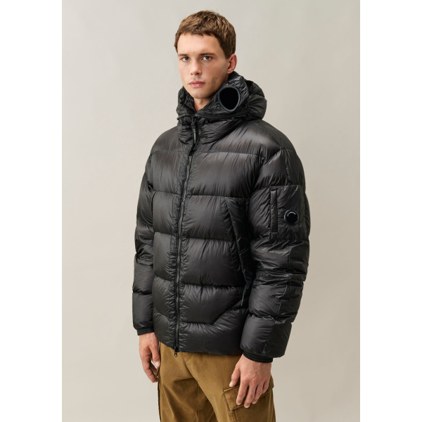 CP COMPANY Doudoune zippée à capuche lentille nylon DD Shell noir