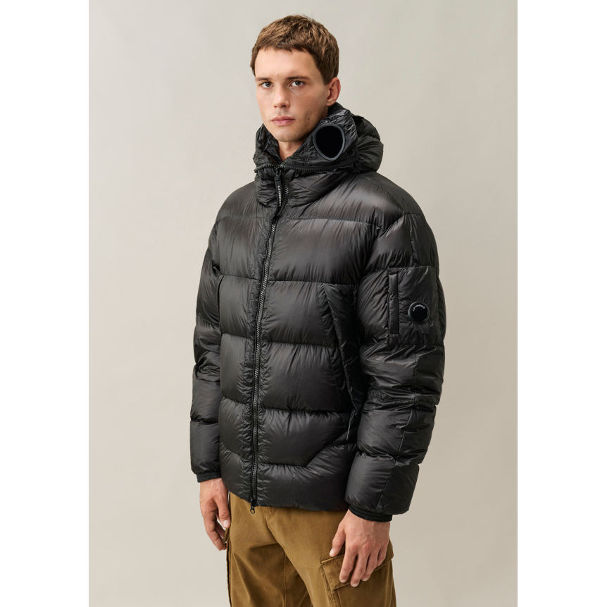 CP COMPANY Doudoune zippée à capuche lentille nylon DD Shell noir